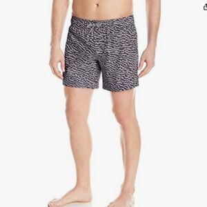 Bench Men's Retro All Over Print Swim Trunk White Back Pocket NWT